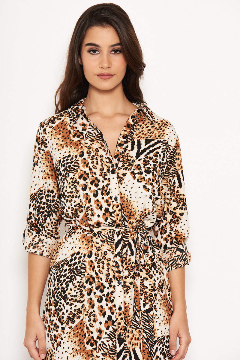 Leopard Print Shirt Dress