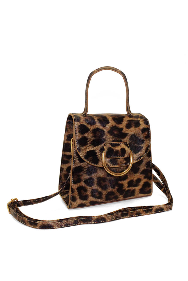 Leopard Mini Patent Bag With Gold Ring – AX Paris