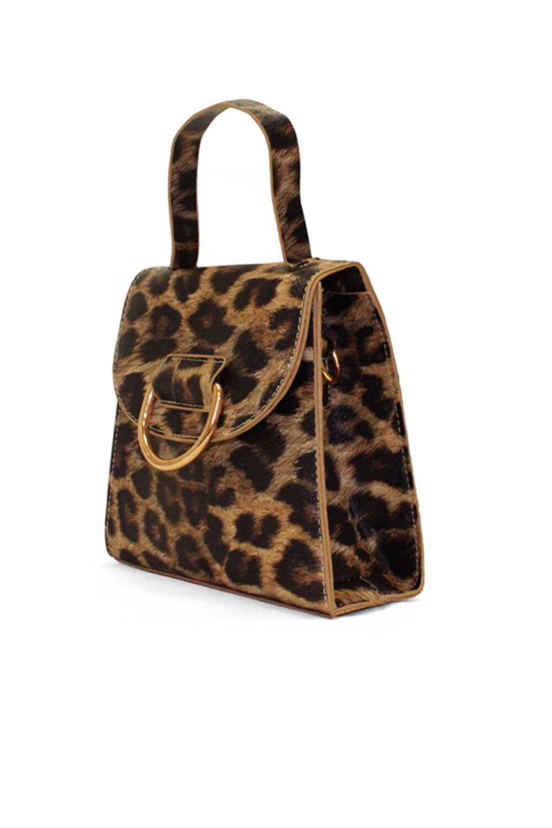 Leopard Mini Patent Bag With Gold Ring – AX Paris