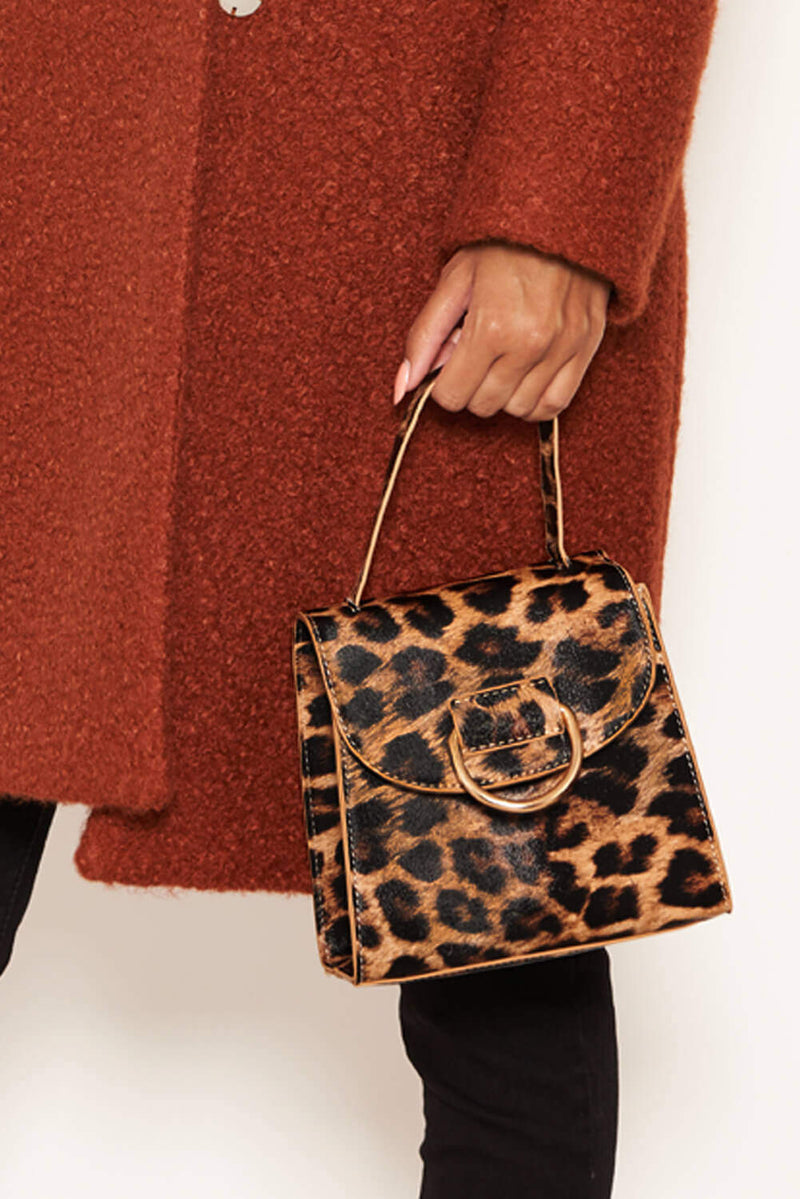 Leopard Mini Patent Bag With Gold Ring