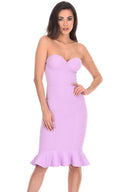 Lilac Bandeau Frill Hem Dress