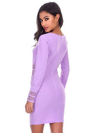 Lilac Crochet Detail Mini Dress