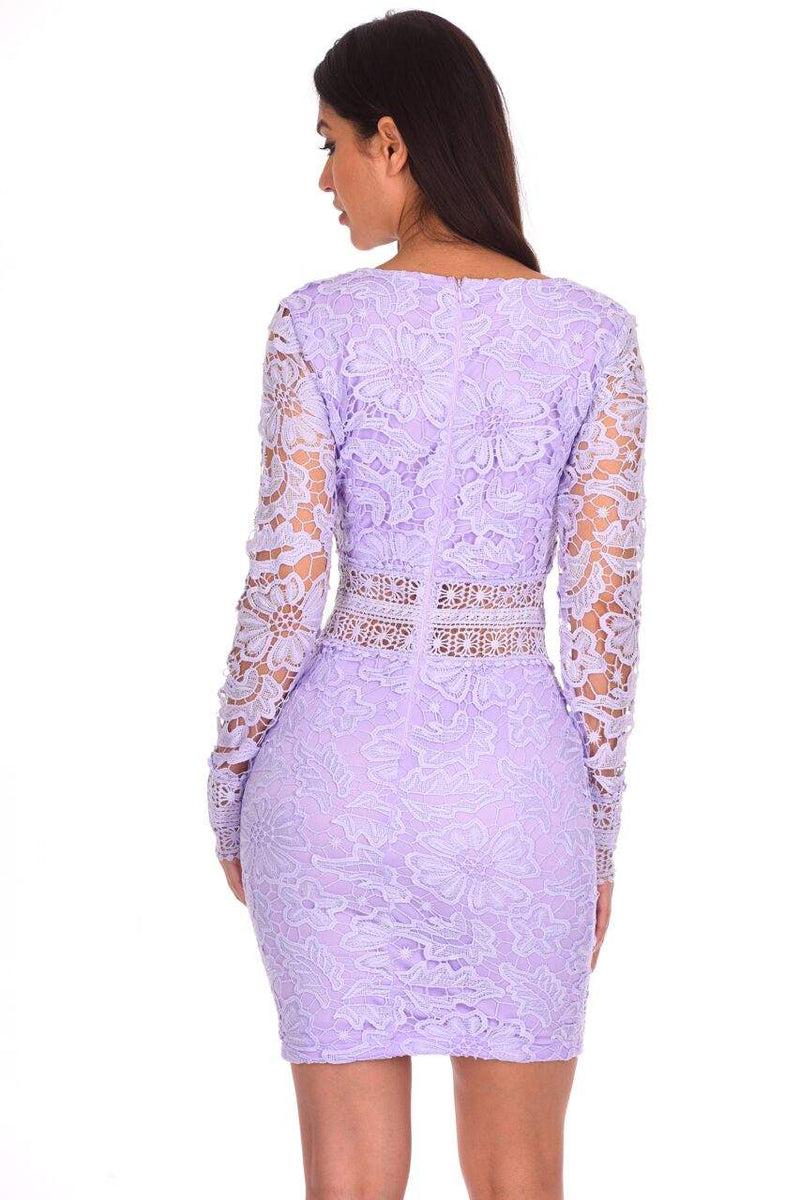 Lilac Crochet Detailed Dress