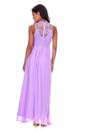 Lilac High Neck Crochet Maxi Dress