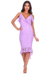 Lilac Lace Fishtail Hem Bodycon Dress