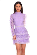 Lilac Lace Tiered Mini Dress