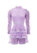 Lilac Lace Tiered Mini Dress