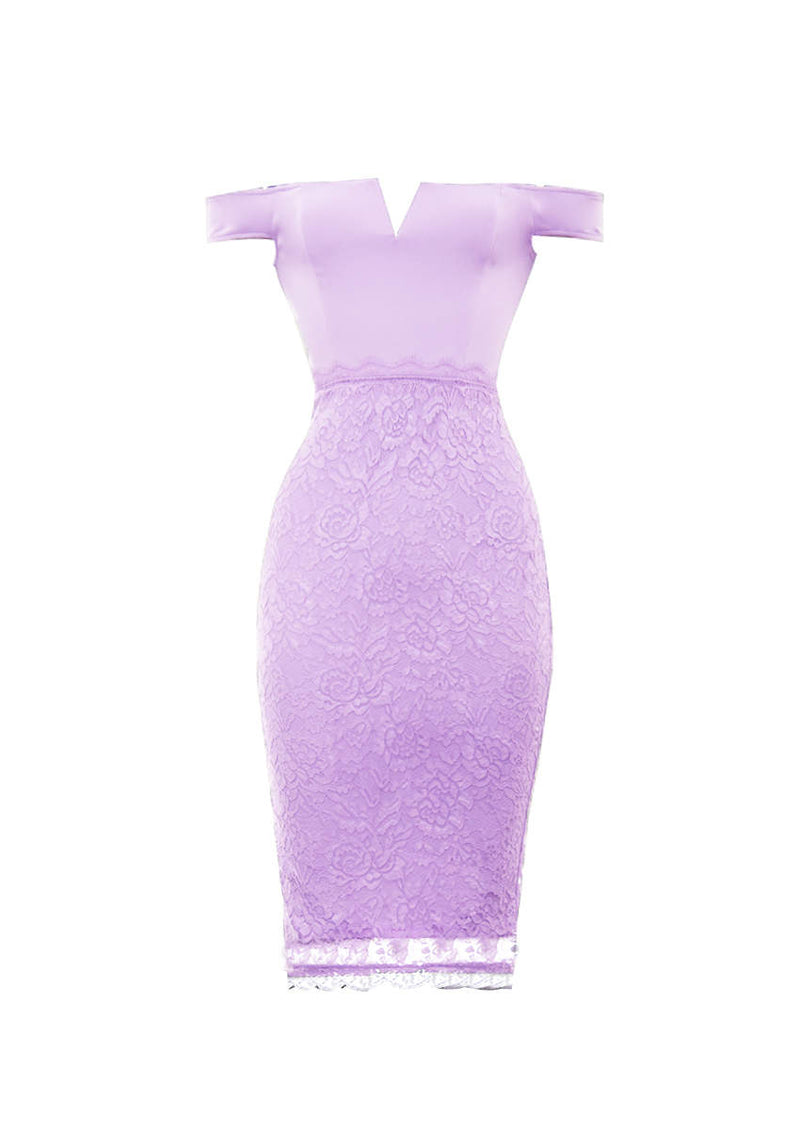 Lilac Notch Front Lace Detail Midi Dress AX Paris Lilac Notch Front Lace Detail Midi Dress AX Paris