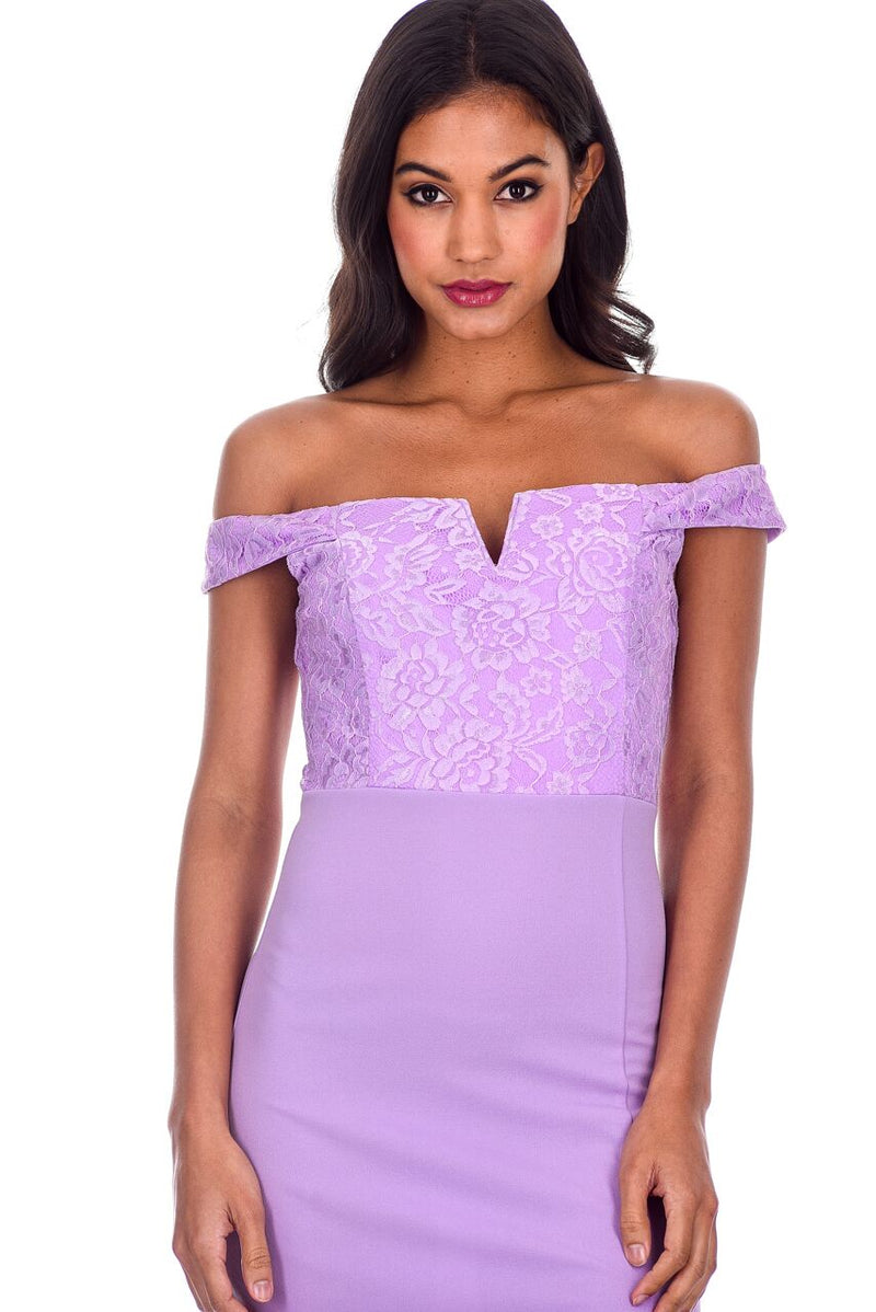 Lilac Lace Choker Neck Maxi Dress