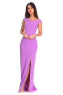 Lilac Off The Shoulder Side Split Maxi Dress