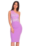 Lilac One Shoulder Sequin Embroidered Bodycon
