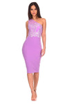 Lilac One Shoulder Sequin Embroidered Bodycon