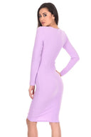 Lilac Ruched Sleeved Dress