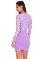 Lilac Tassel Embroidered Lace Dress