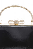 Detailed Handle  Patent Clutch Bag