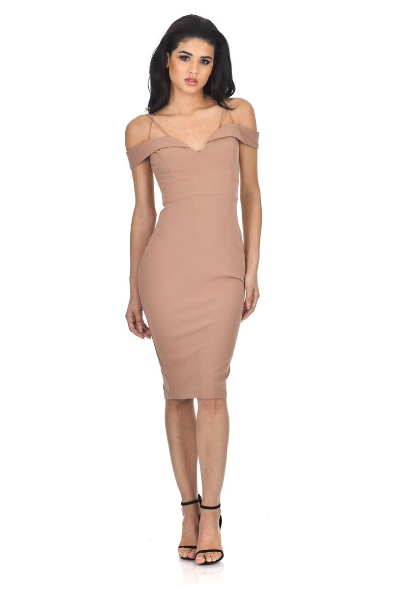 Mink Off The Shoulder Bodycon dress