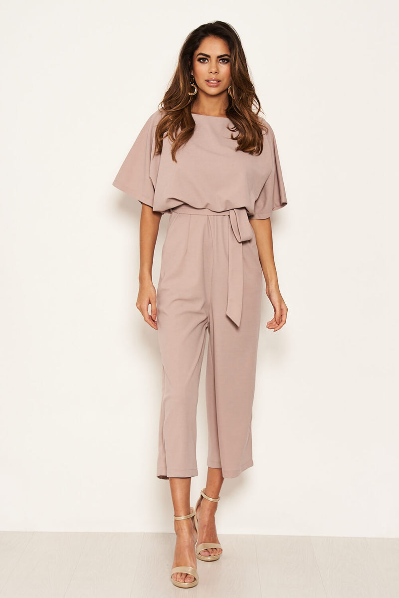 Mushroom Tie Waist Culotte Jumpsuit AX Paris