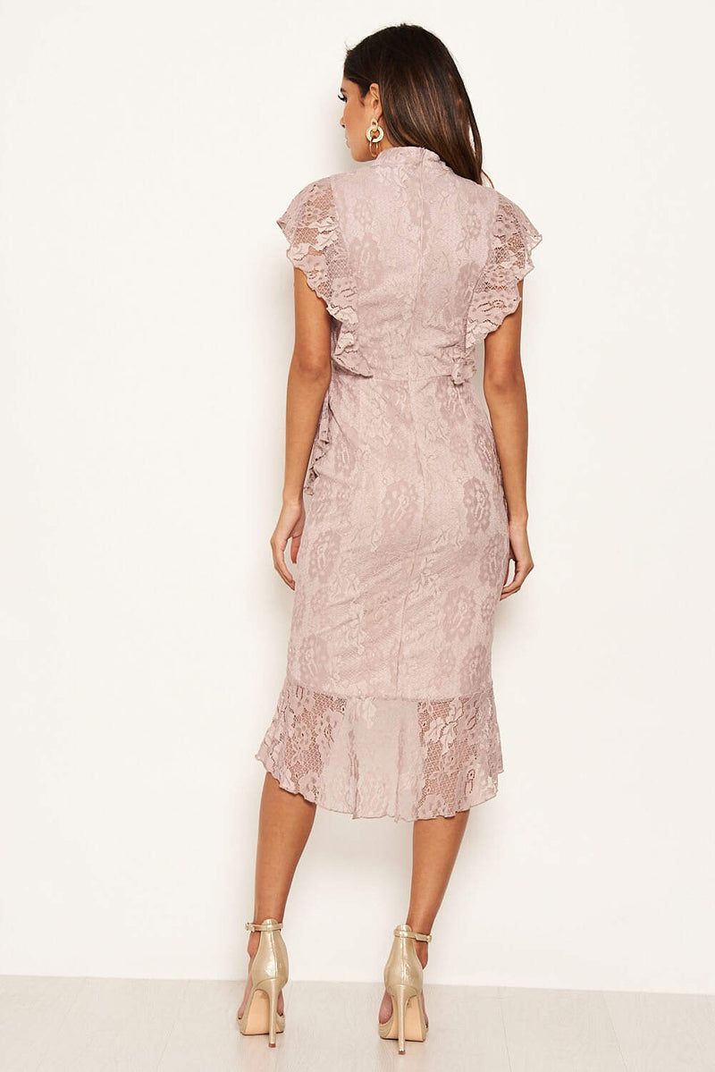 Lace frill midi dress shop
