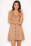 Mink Suede Button Front Dress