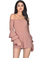 Mink Off The Shoulder Frill Playsuit