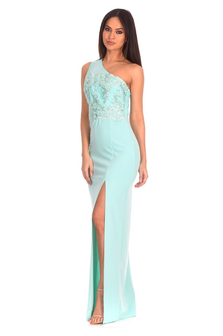 johnny was asymmetrical dress Mint Green Flowy Maxi Dress main image 1