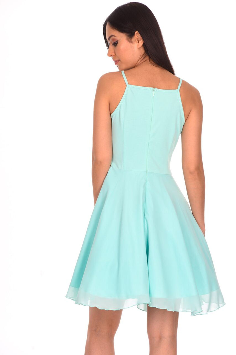 Mint Green Mesh Gold Embroidered Skater Dress AX Paris Mint Green Mesh Gold Embroidered Skater Dress AX Paris