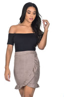 Mocha Bardot 2 In 1 Frill Dress