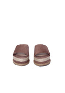Mocha Suede Platform Slip On Sandals