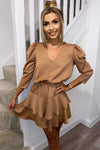 Mocha Tiered Mini Dress