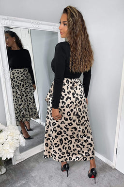 Multi Animal Print 2 in 1 Long Sleeve Midi Dress