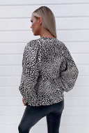 Multi Animal Printed Balloon Sleeve Blouse