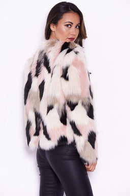 Multi Colour Faux Fur Coat