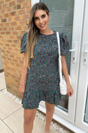 Multi Ditsy Floral Puff Sleeve Smock Dress