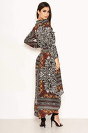 Multi Print Wrap Maxi Dress