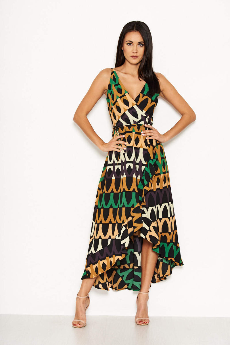 Green Abstract Printed Maxi Dress