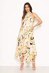 Multi Printed Halterneck Maxi Dress