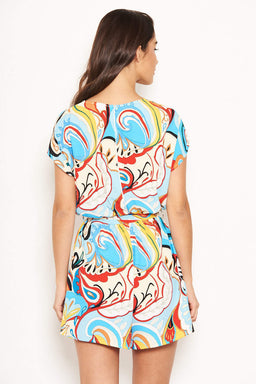 Multi Printed Wrap Playsuit