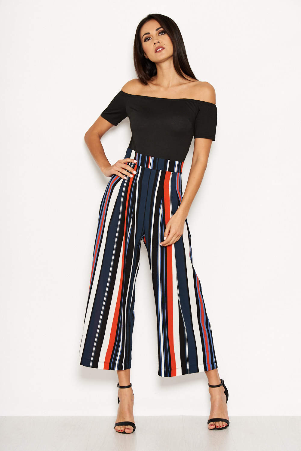 Ax paris striped jumpsuit hotsell