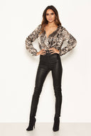 Multi Animal Print Wrap Bodysuit