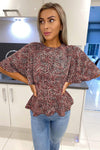 Multi Bell Sleeve Blouse