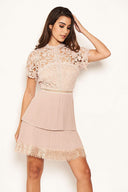 Mushroom Crochet Pleated Tiered Dress