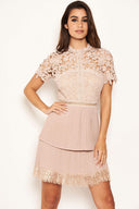 Mushroom Crochet Pleated Tiered Dress