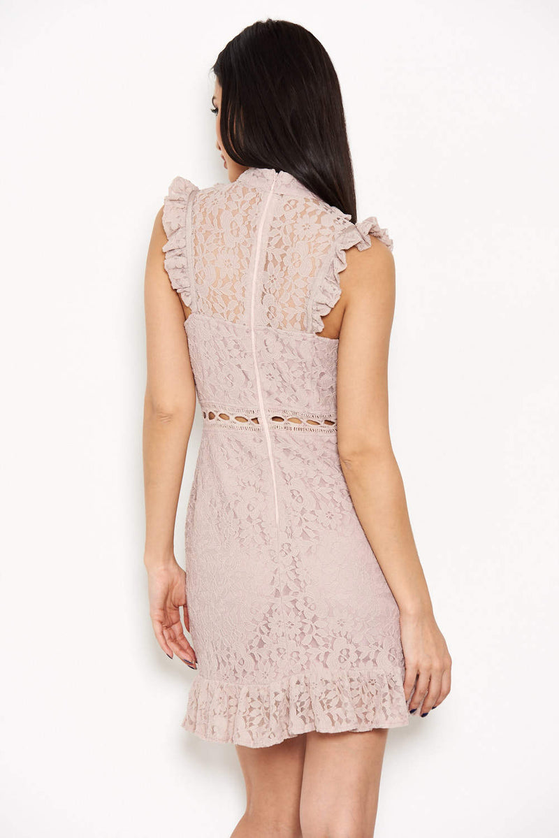 Mushroom Lace Frill Detail Dress