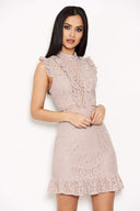 Mushroom Lace Frill Detail Dress