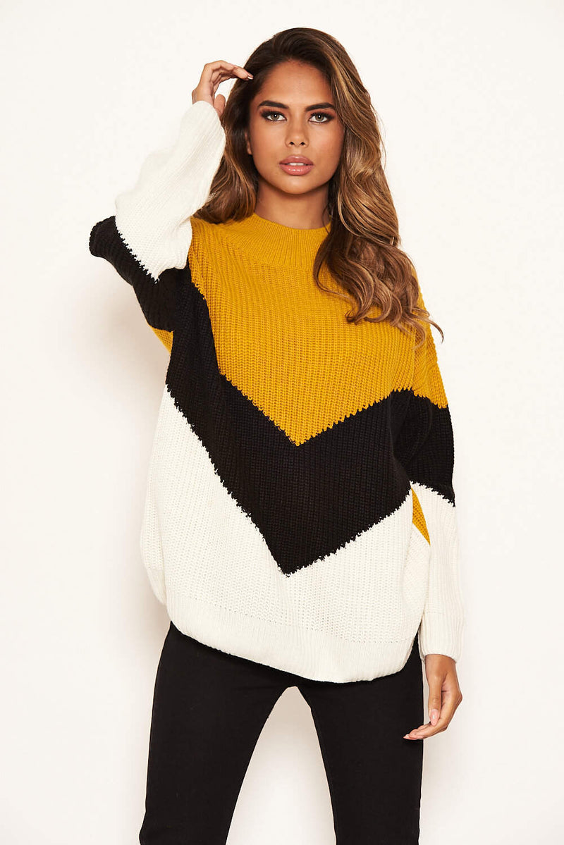 Mustard Block Colour Oversized Jumper