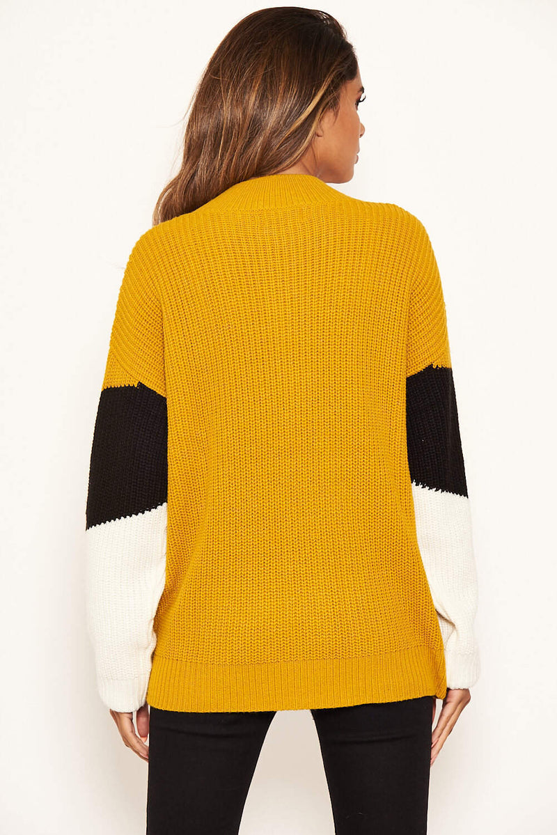 Mustard Block Colour Oversized Jumper AX Paris