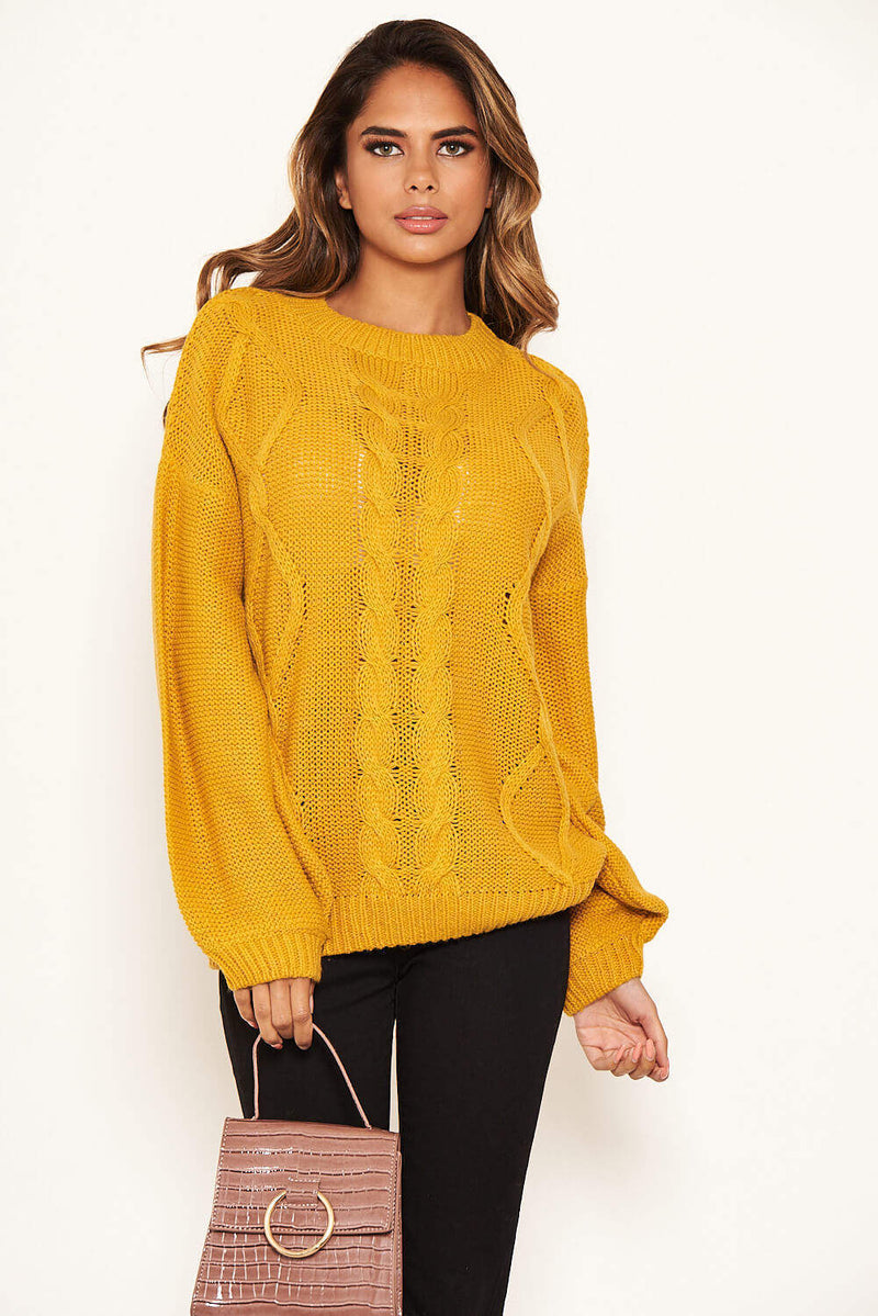 High neck clearance mustard jumper