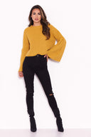 Mustard Flare Sleeve Knitted Jumper