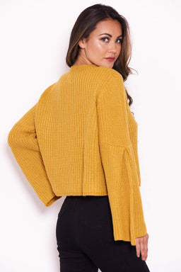 Mustard Flare Sleeve Knitted Jumper