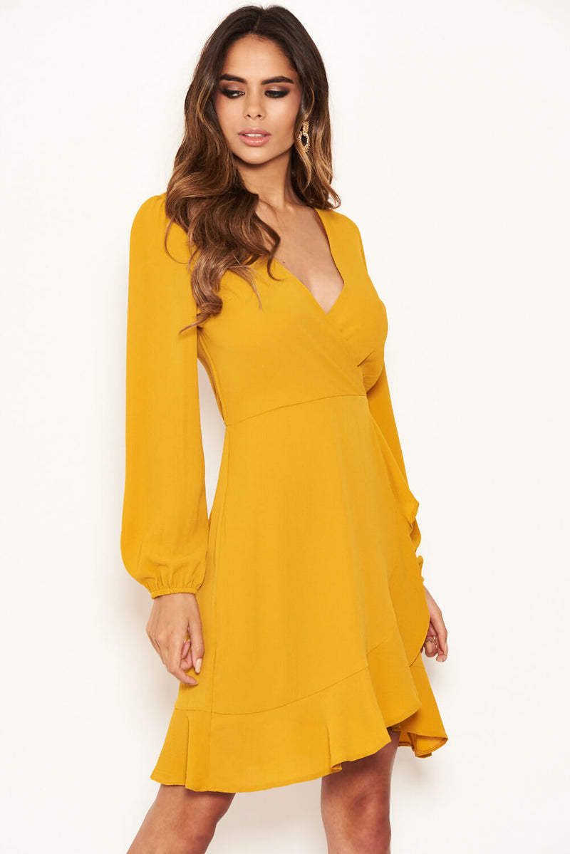 mustard long sleeve dress Modest Mustard Long Sleeve Dress 14131HR